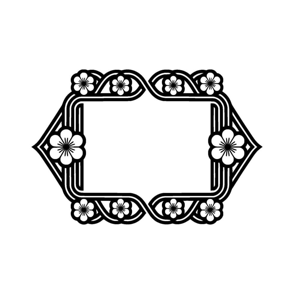 Elegant Black White Floral Frame - Template vector