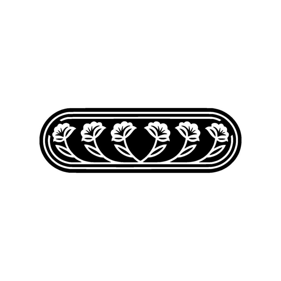 Elegant Floral Border in Black and White, Minimalist Element vector