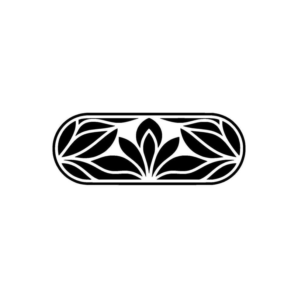 Minimalist Floral Border Element in Black White vector