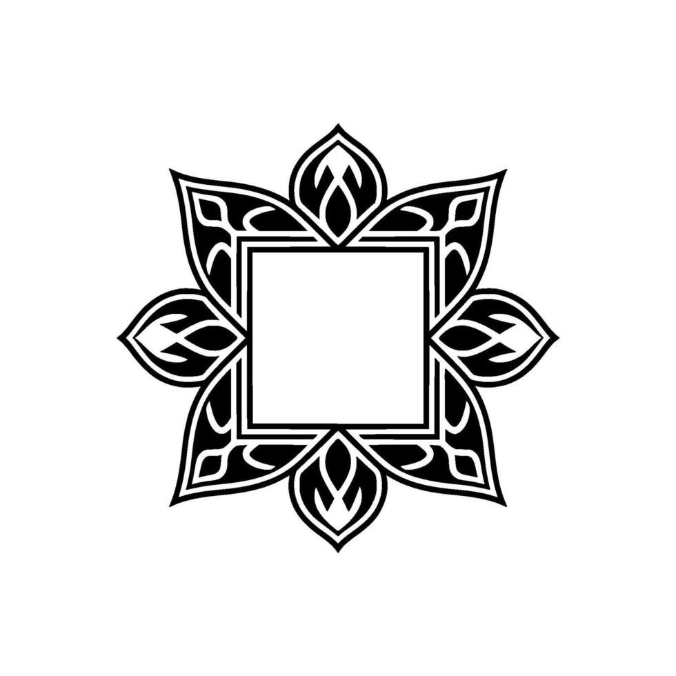 Floral Frame Elegant Black and White Mandala, Geometric Pattern vector