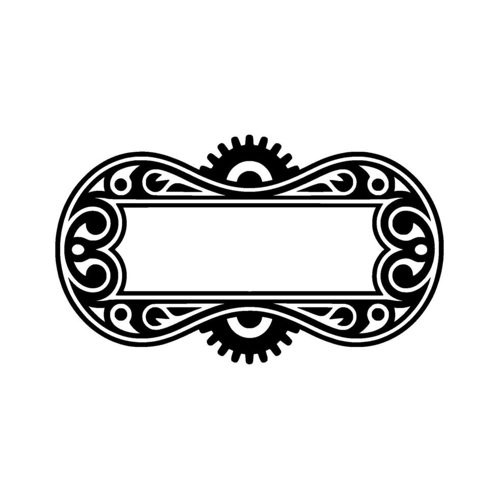 Ornate Steampunk Frame with Gears Element vector