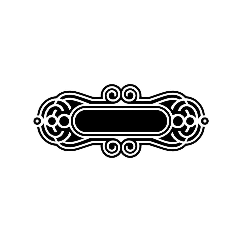 Elegant Decorative Rectangular Frame with Swirls and Circles, Black White vector