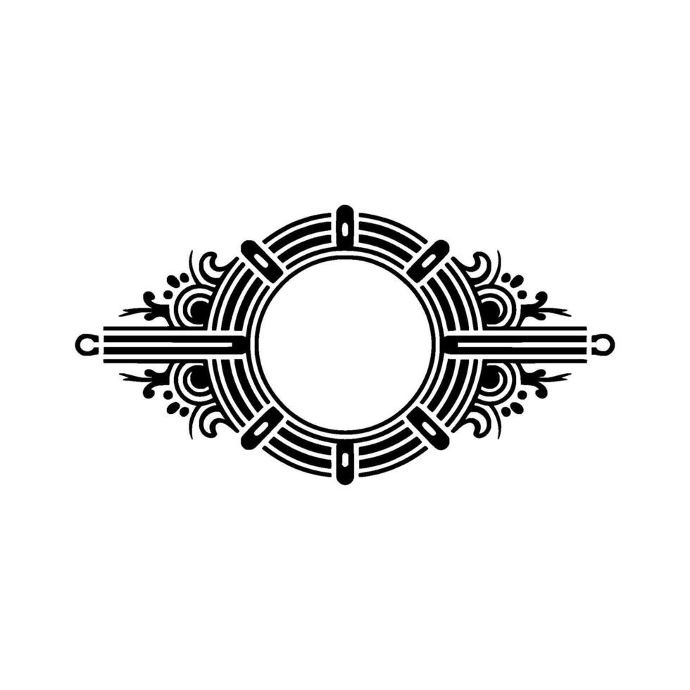 Deco Frame Art Deco Circle Emblem, Black White vector