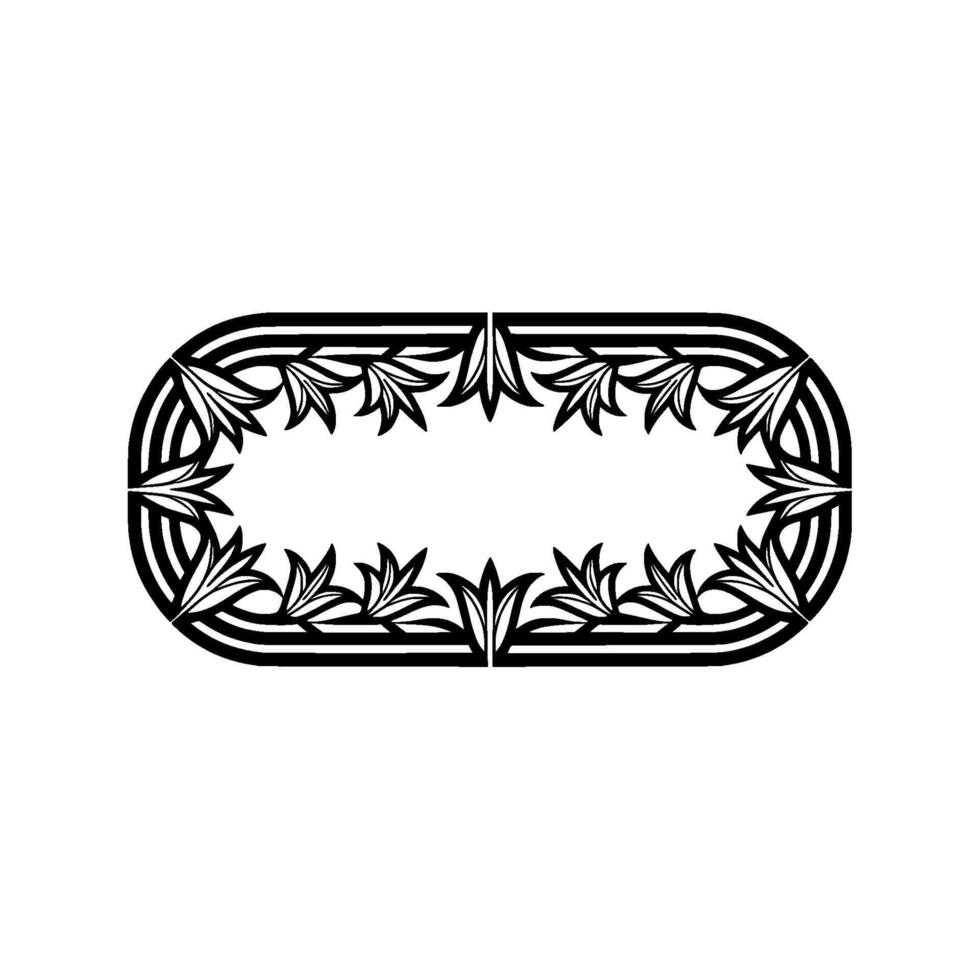 Minimalist Floral Frame Silhouette on White, Decorative vector