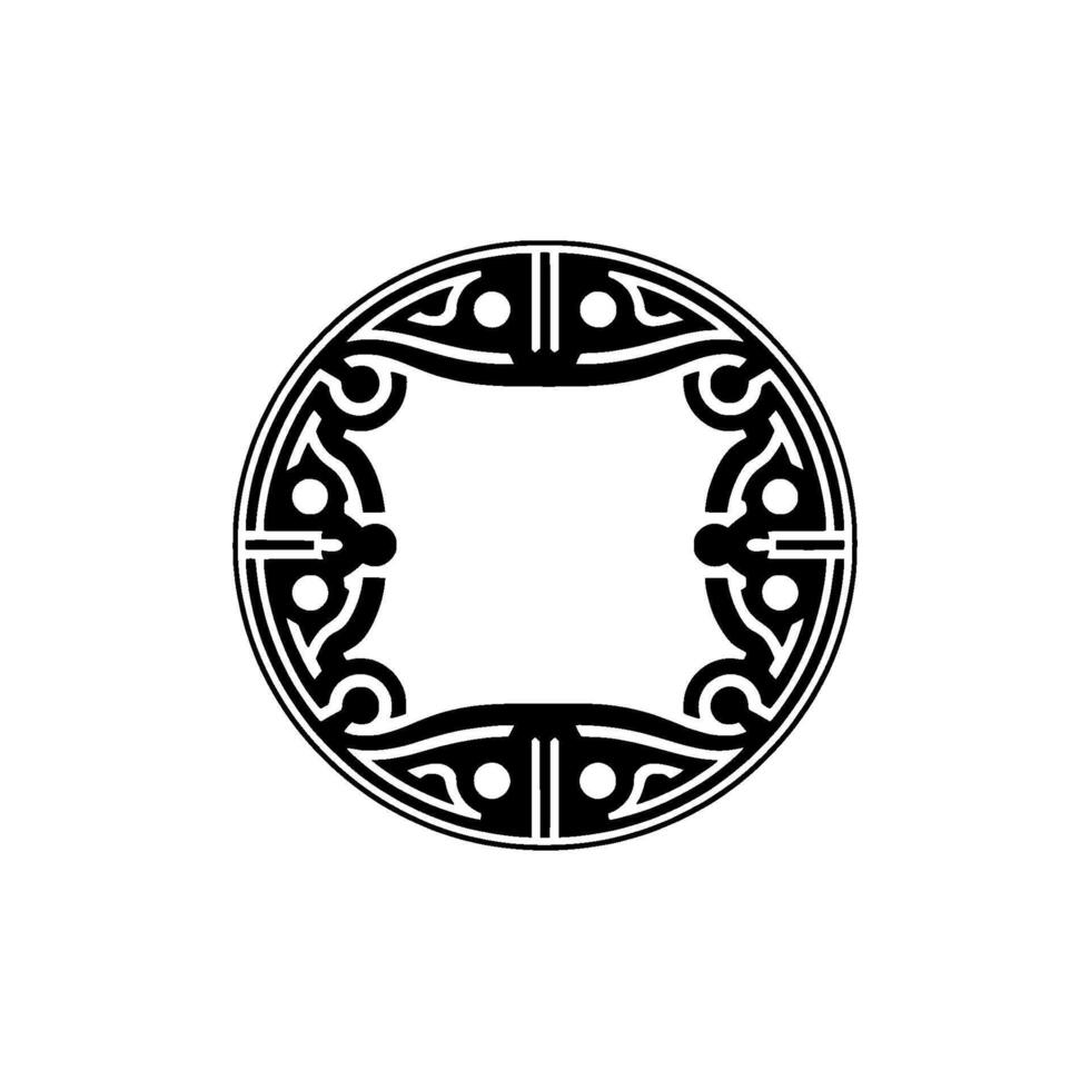 Celticinspired Circular Ornament, Black on White, Decorative vector