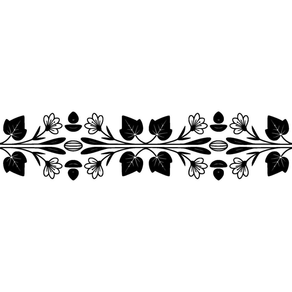 Elegant Black White Floral Border Illustration - Monochrome vector