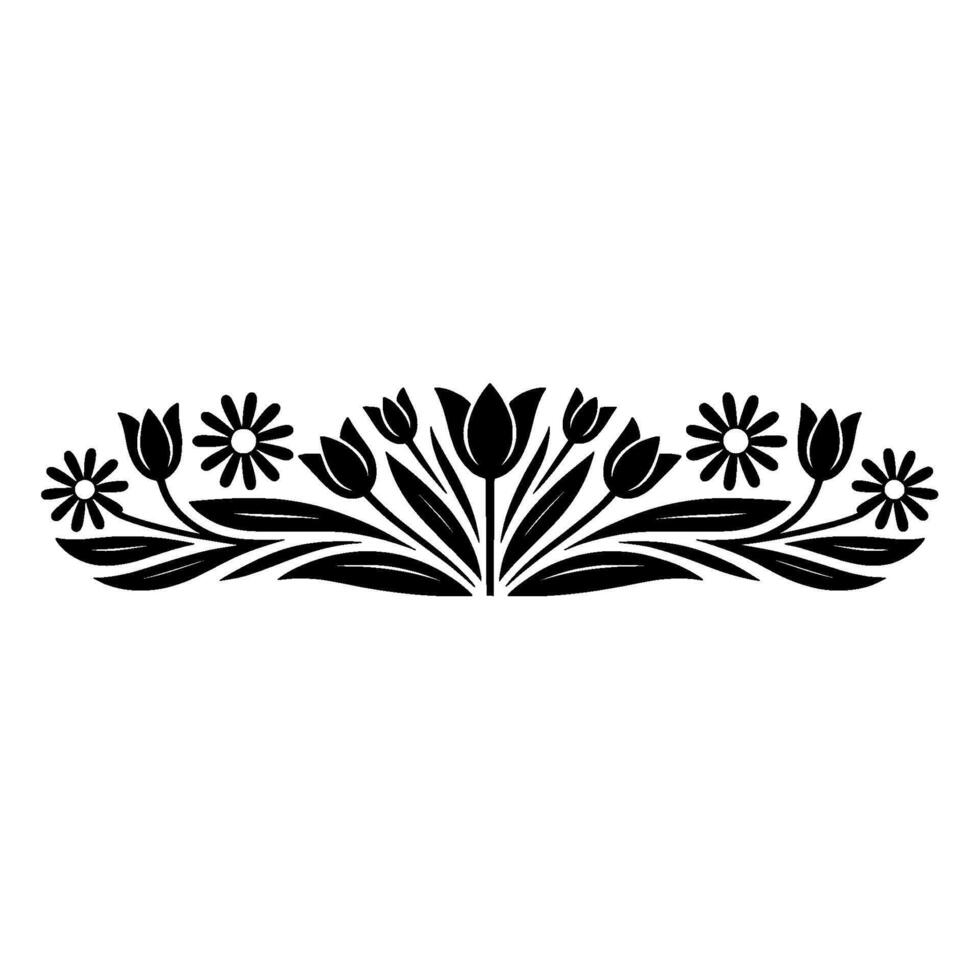 Elegant Black Floral Border, Minimalist - Ornament vector