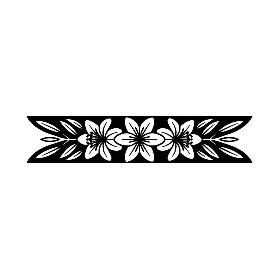 Minimalist Floral Border, Black White, Decorative Element vector
