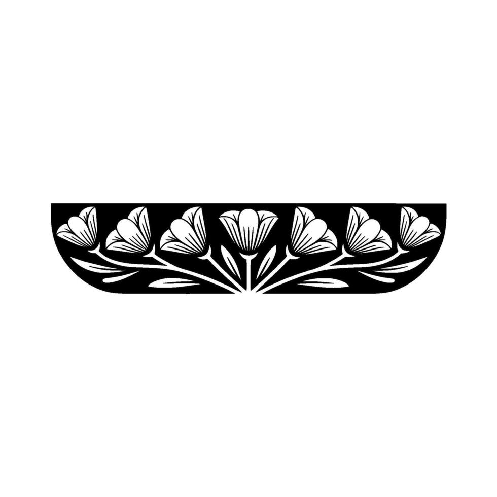 Art Nouveau Floral Border, Black and White, Decorative vector