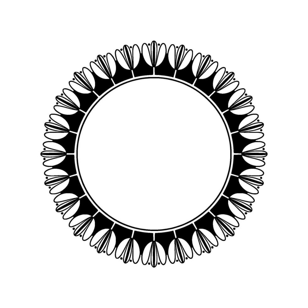 Elegant Black Floral Frame on Neutral Background vector