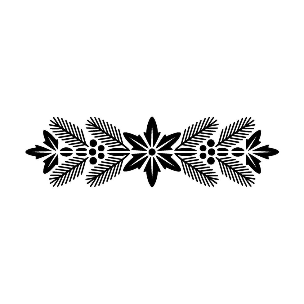 Elegant Black and White Floral Border on White Background - Symmetrical vector