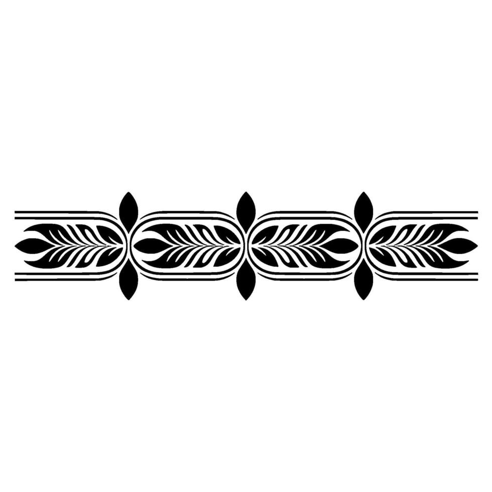 Elegant Black Floral Border on White Decorative Element - Decorative element vector