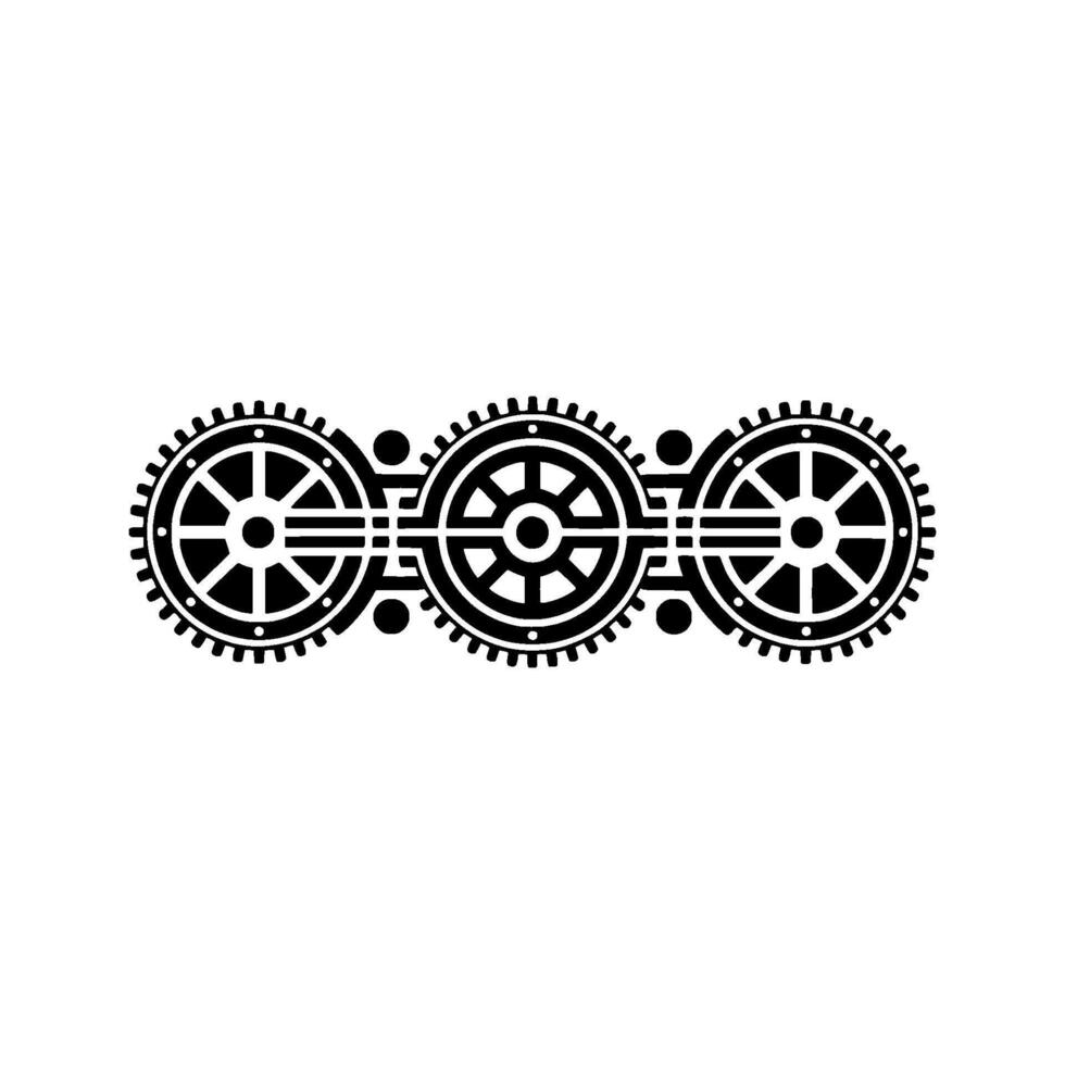 Geometric Gears Pattern Black and White Steampunk vector