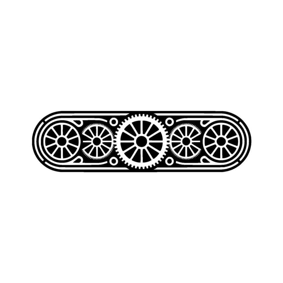 Minimalist Gear Mechanism Illustration Black White Abstract vector