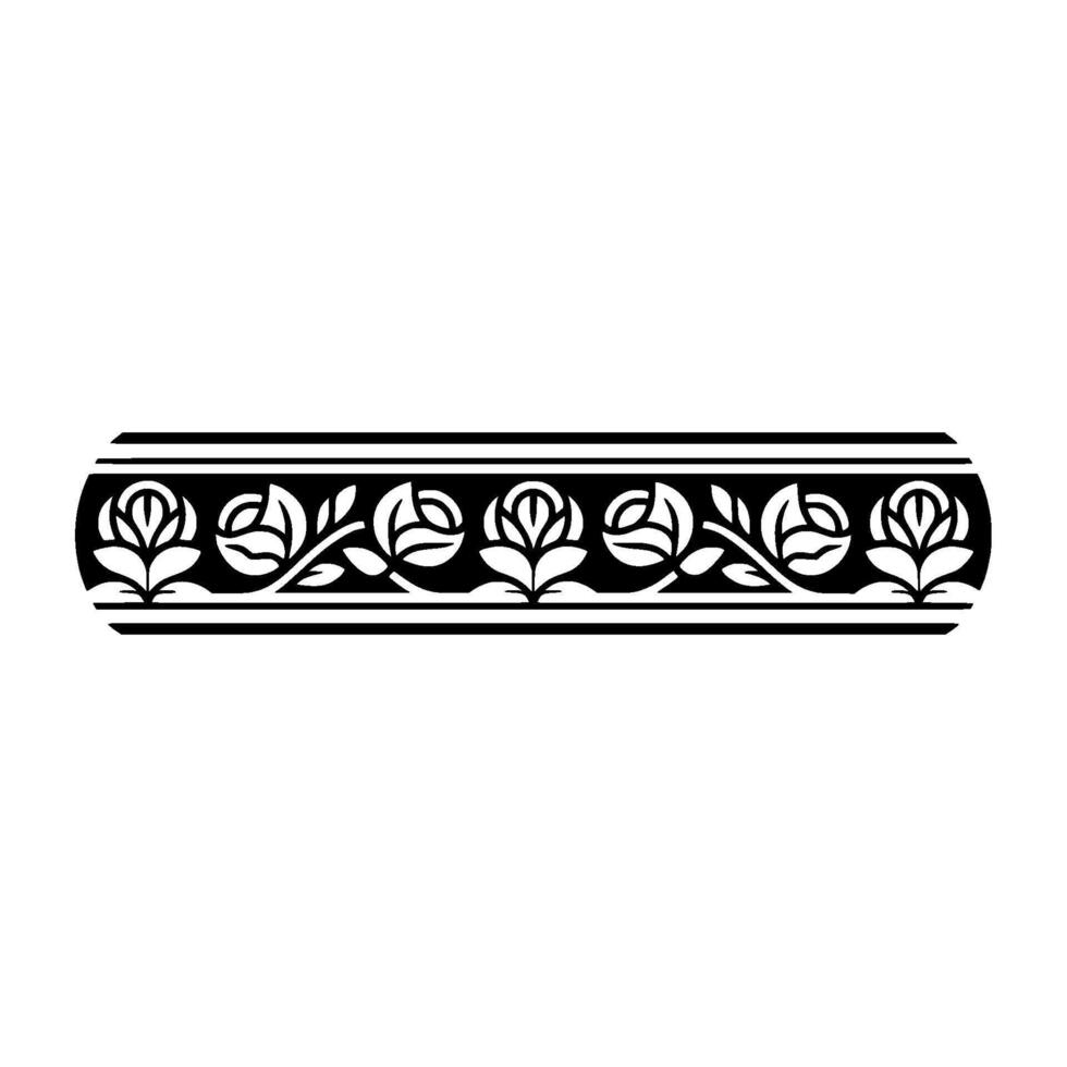 Elegant Rose Border in Black White for Creative Projects vector