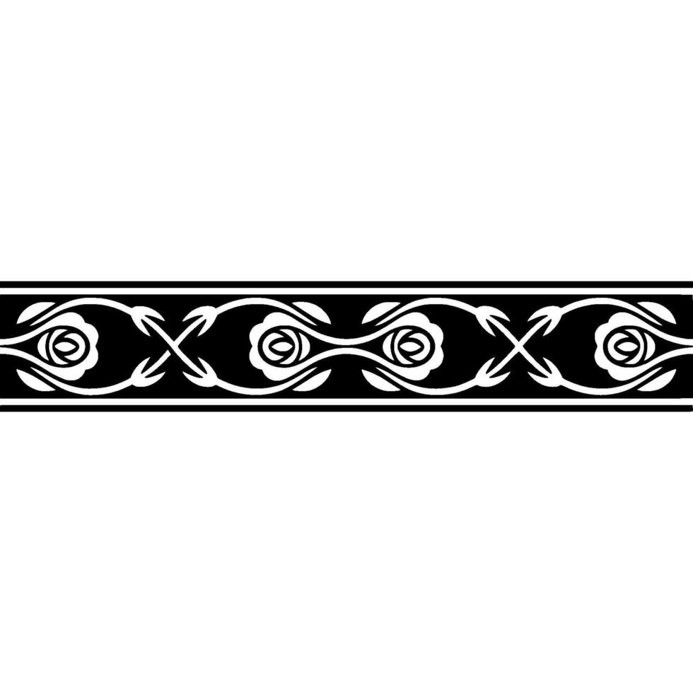 Elegant Black and White Floral Border - Simple vector
