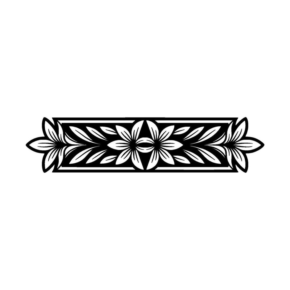 Floral Border Ornament Elegant Black and White Element vector