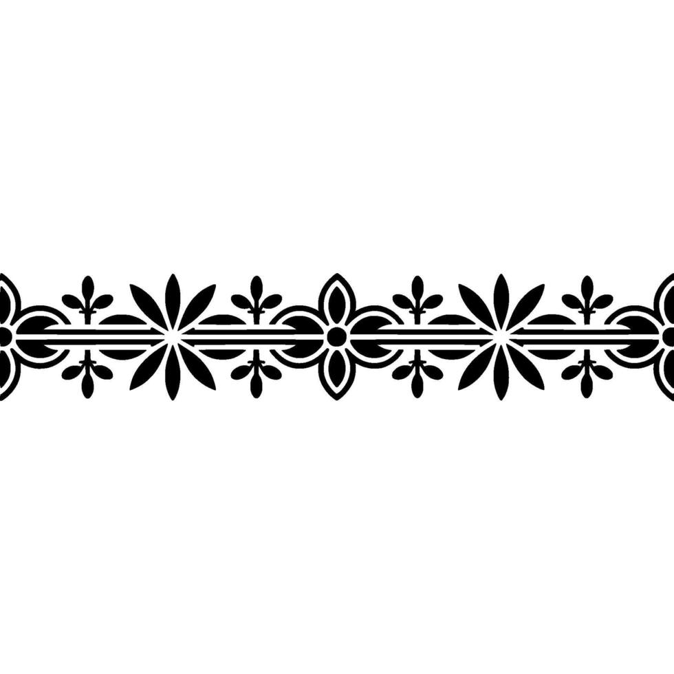 Ornate Black Floral Border on White, Elegant Element vector