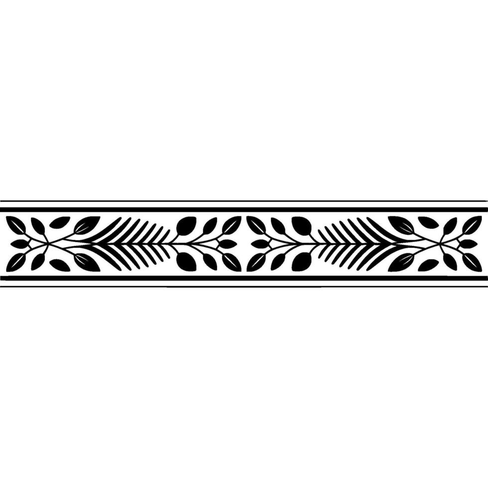 Elegant Black White Botanical Border vector