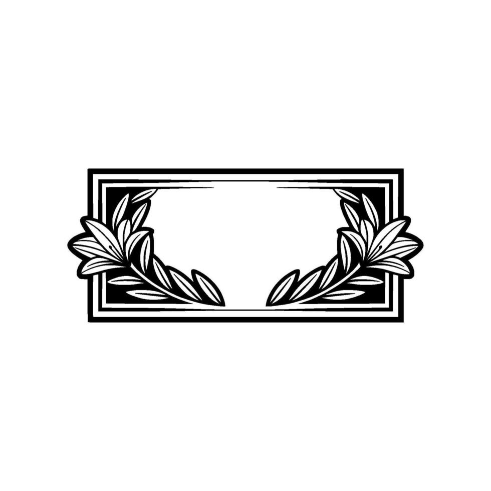Elegant Floral Frame, Black and White, Minimalist vector