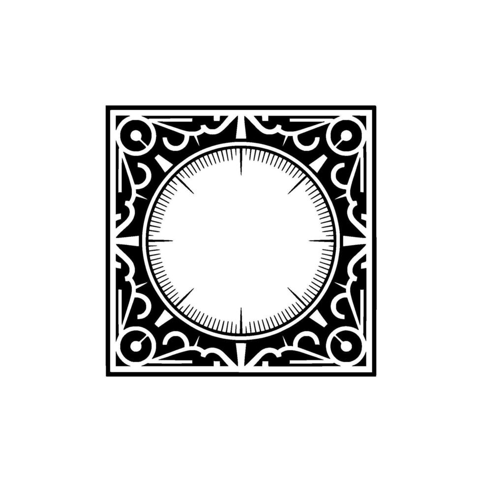Art Deco Compass Frame on White, Minimalist vector