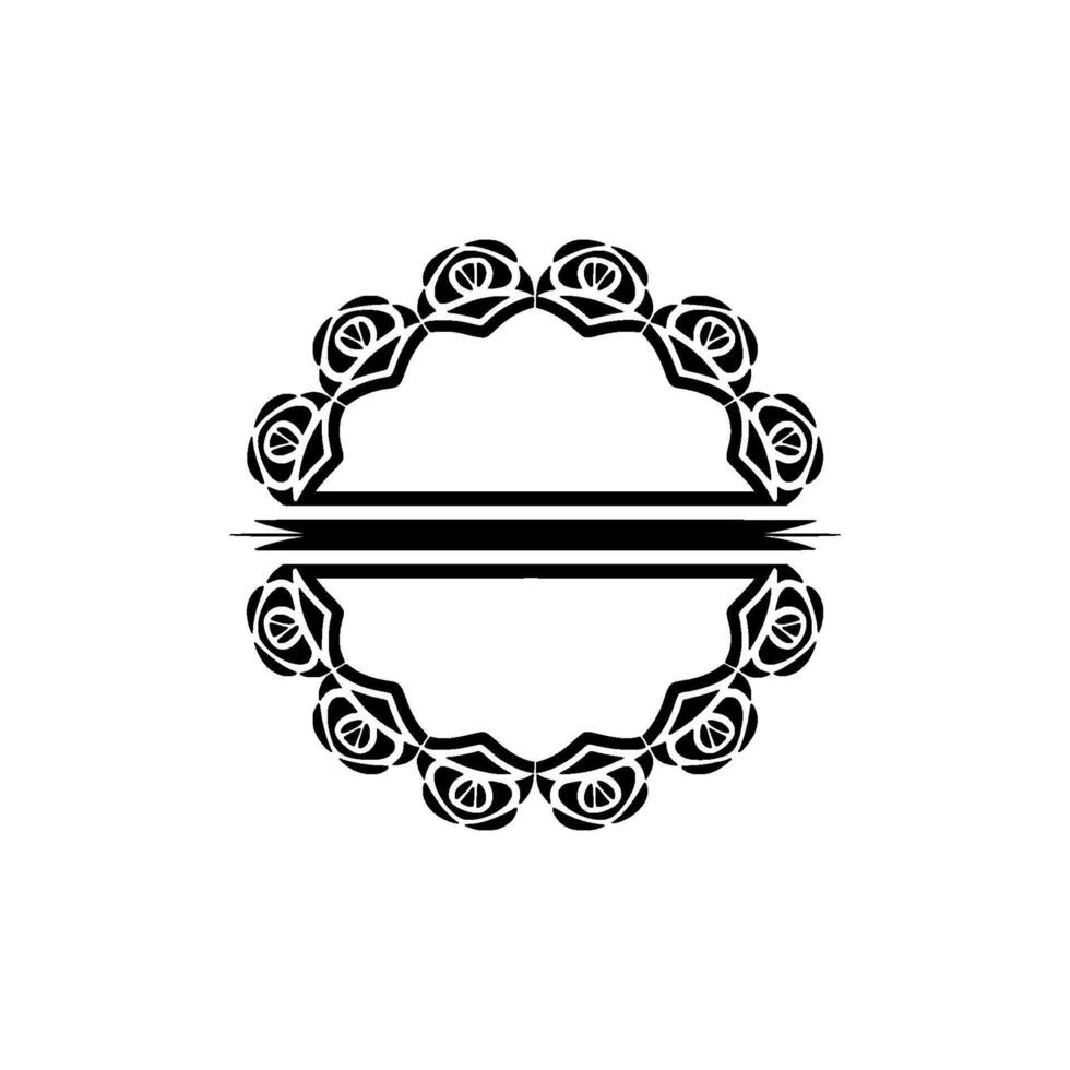 Elegant Floral Frame in Black White, Minimalist vector