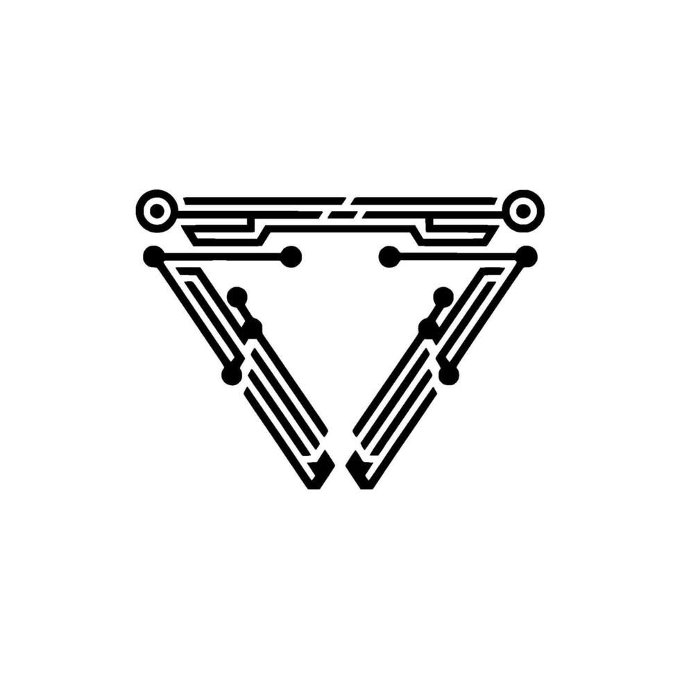 Abstract Circuit Board Triangle on White vector