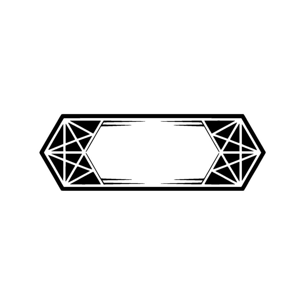 Geometric Label Black White Hexagon with Abstract Star Elements vector