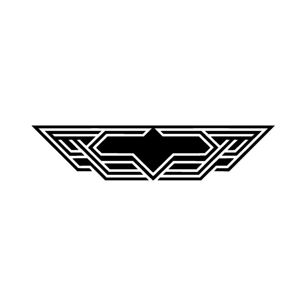 Abstract Geometric Wing, Black and White, Modern vector