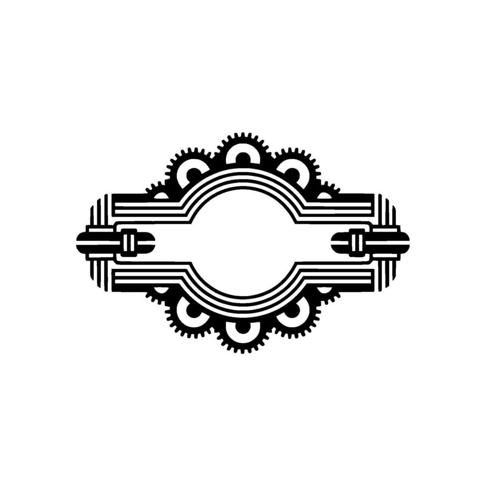 Art Deco Mechanical Ornament Frame on White Background vector