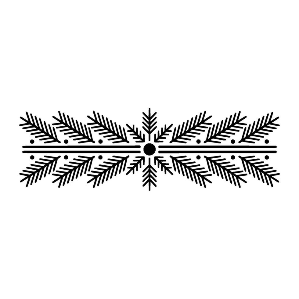 Minimalist Winter Border Black Spruce Branches on White vector