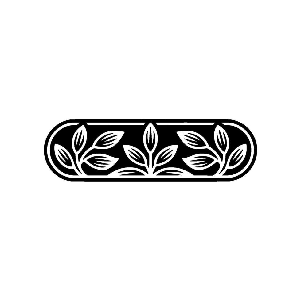 Elegant Black and White Leafy Border - Floral border vector