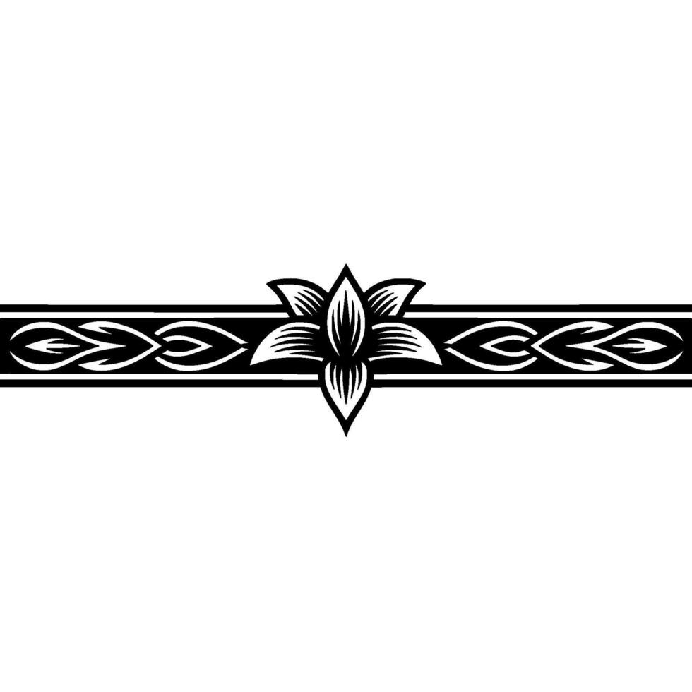 Elegant Black White Floral Border - Decoration vector