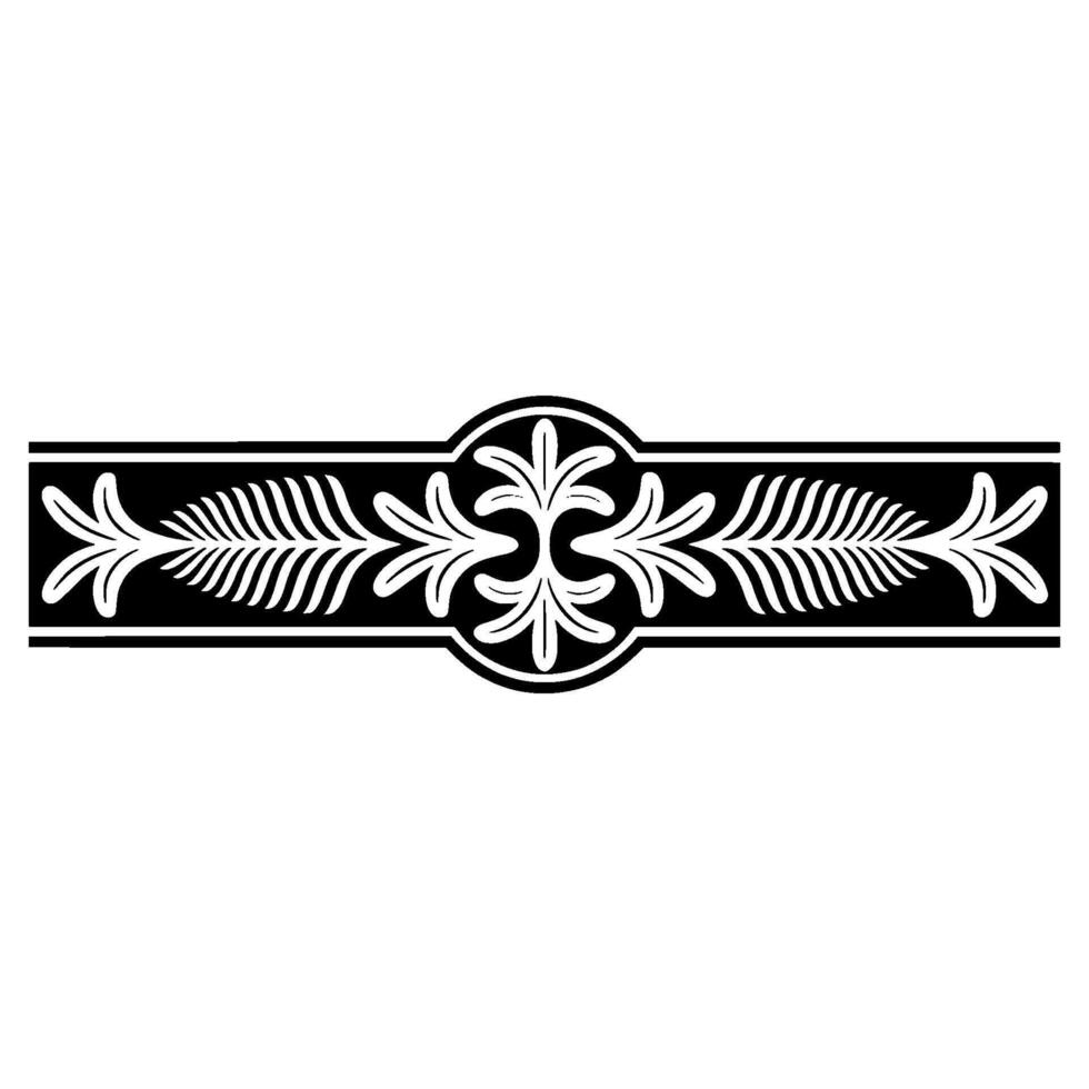Elegant Black and White Ornamental Border on White Background - Floral vector