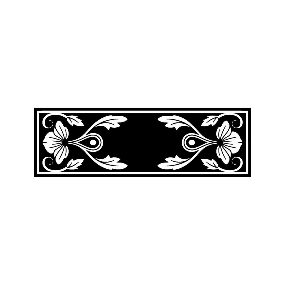 Elegant Black and White Floral Border - Frame vector