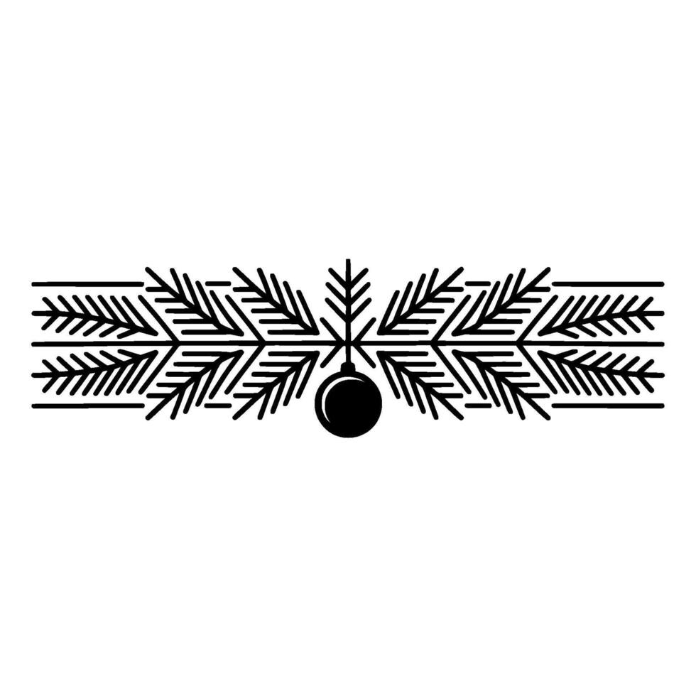 Minimalist Christmas Ornament and Evergreen Border vector