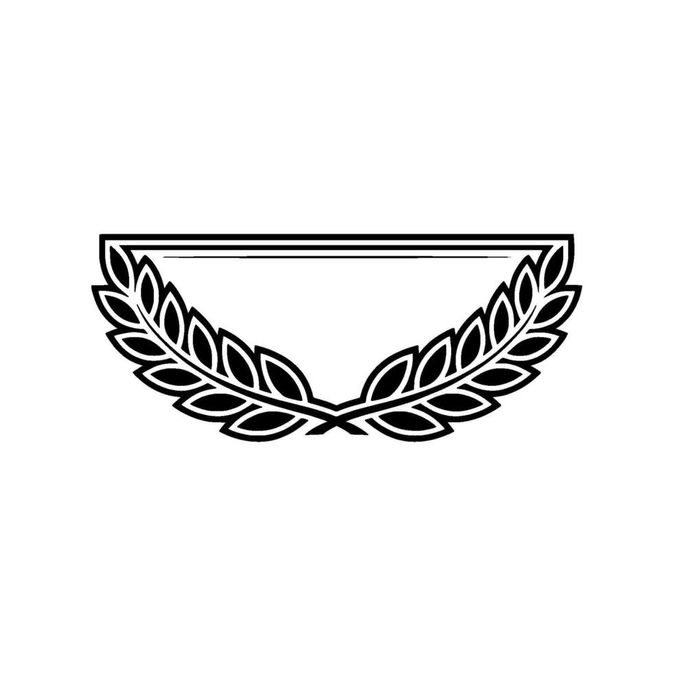 Minimalist Laurel Wreath Frame Black White Element vector