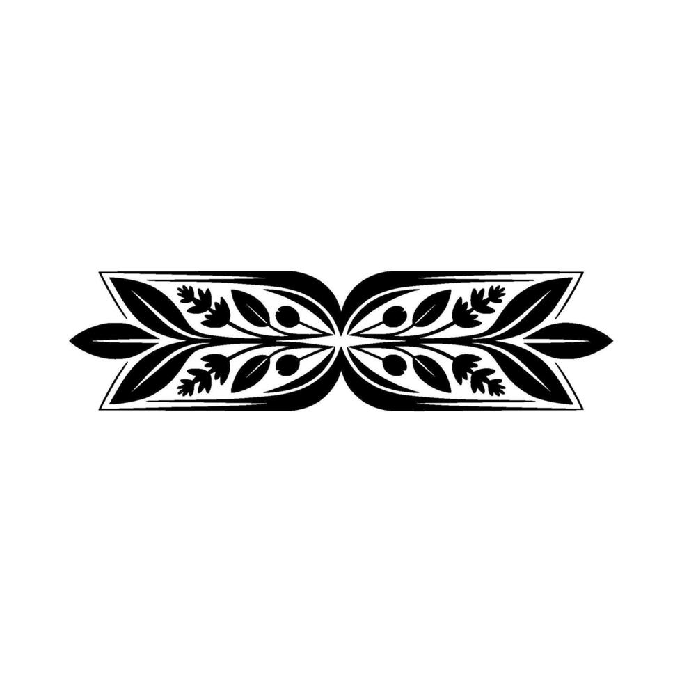 Black and White Floral Decorative Element Elegant Botanical vector