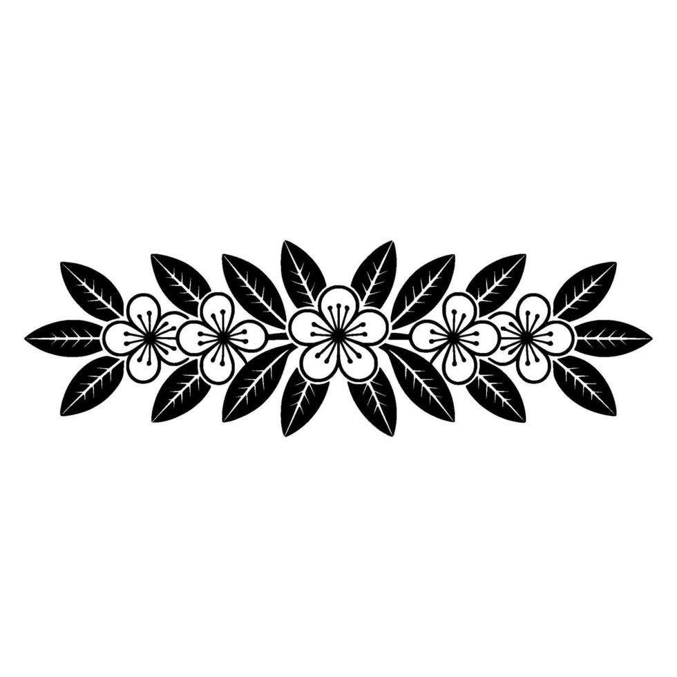 Floral Border Minimalist Black and White on White Backdrop vector
