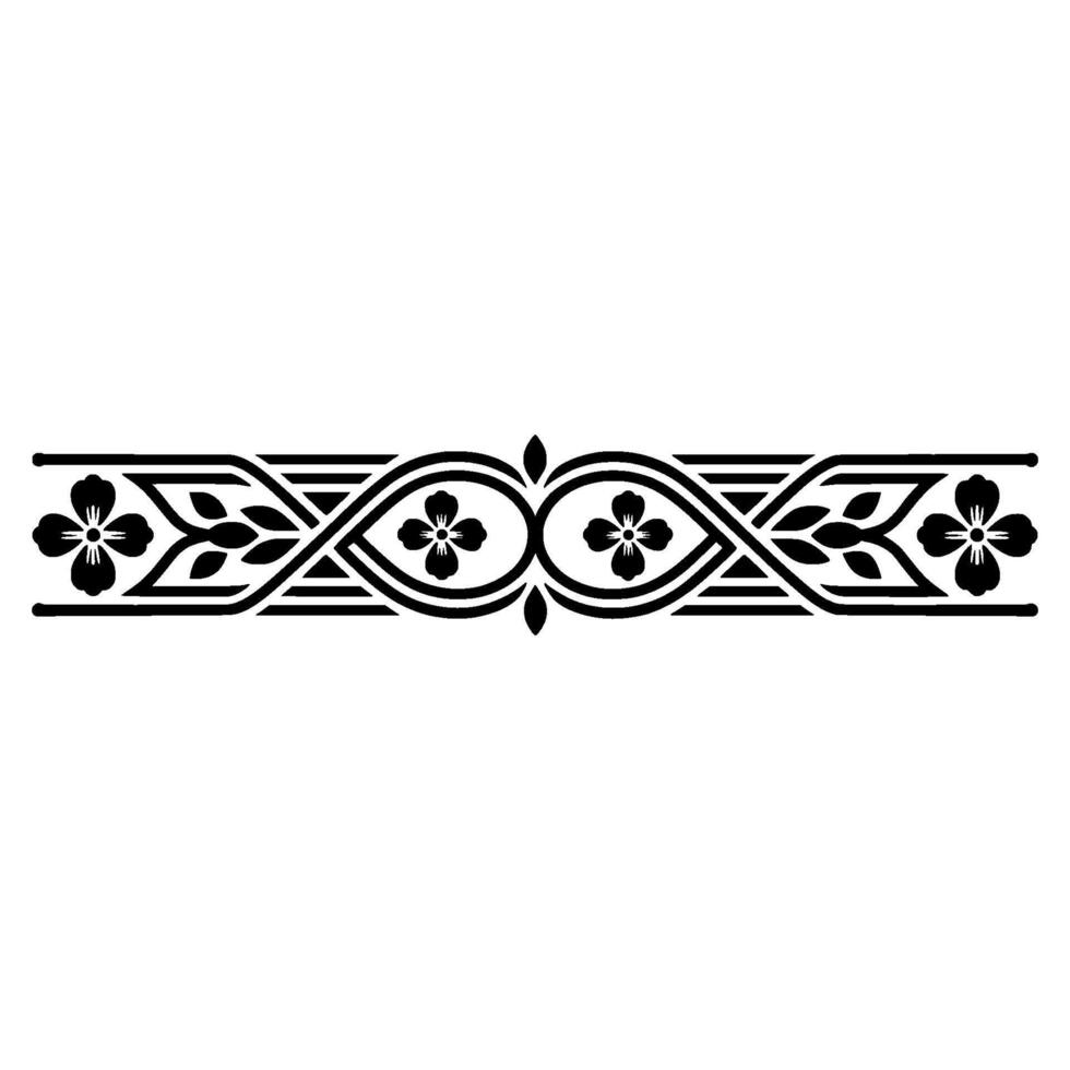 Elegant Floral Border in Black and White, Decorative Element - Vintage vector