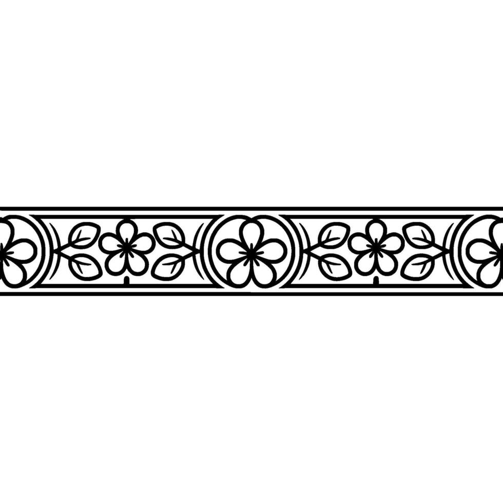 Floral Border Pattern Elegant Black White vector