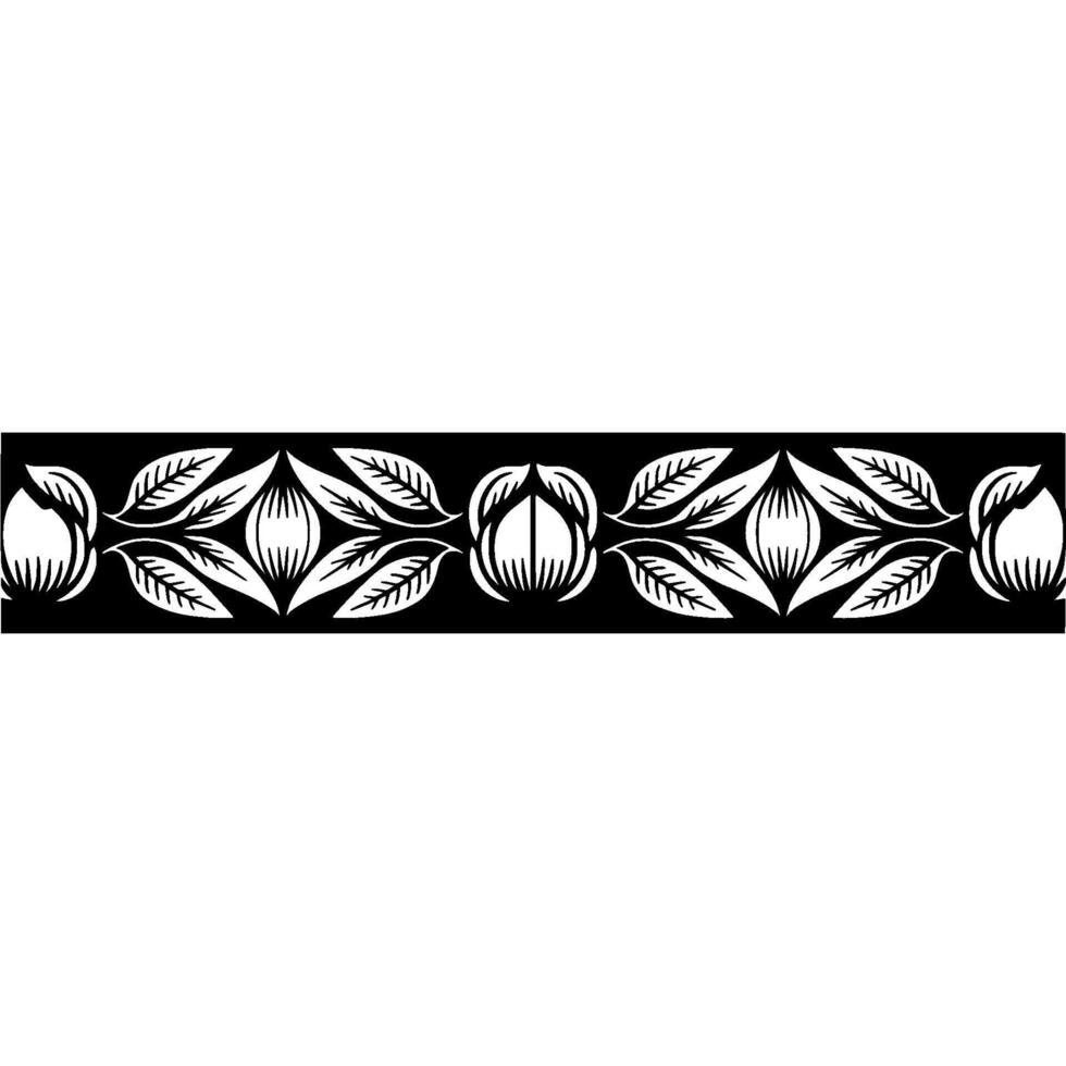 Elegant Black and White Floral Border - Repeating vector