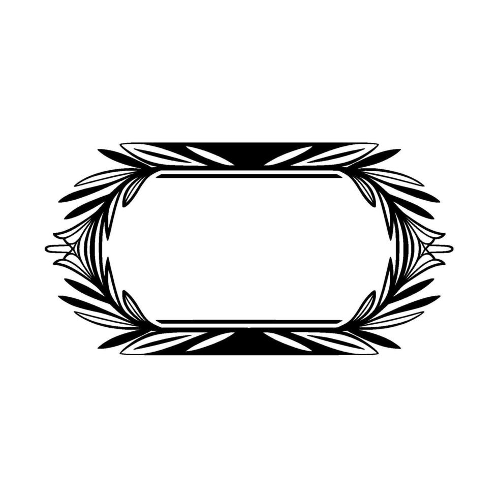 Elegant Black White Floral Frame Blank Space for Text vector