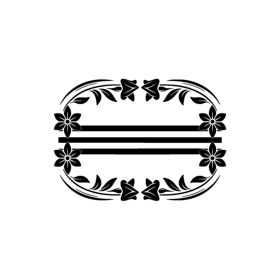 Elegant Floral Frame with Stripes Monochrome vector