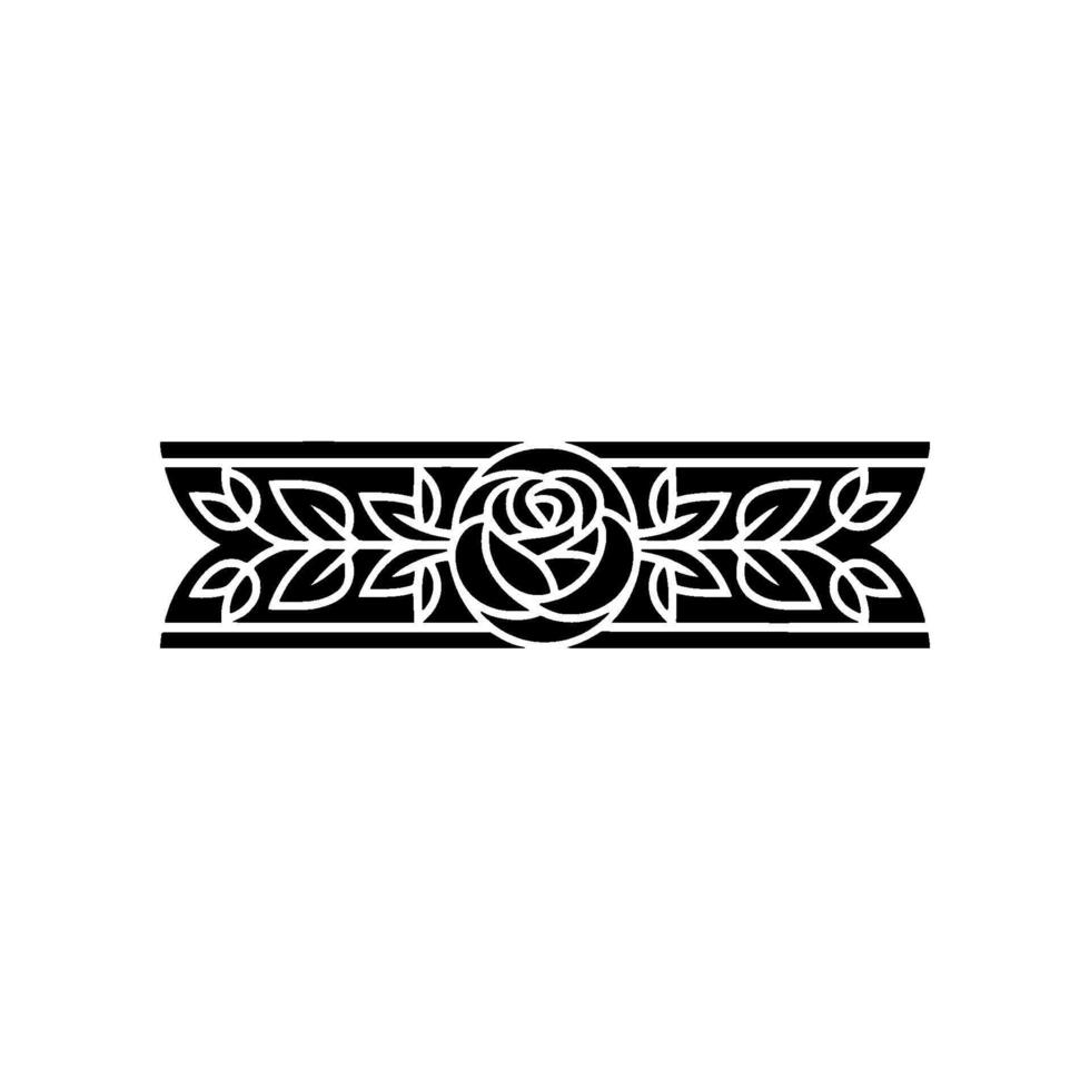 Elegant Black Rose and Leaf Border Element vector