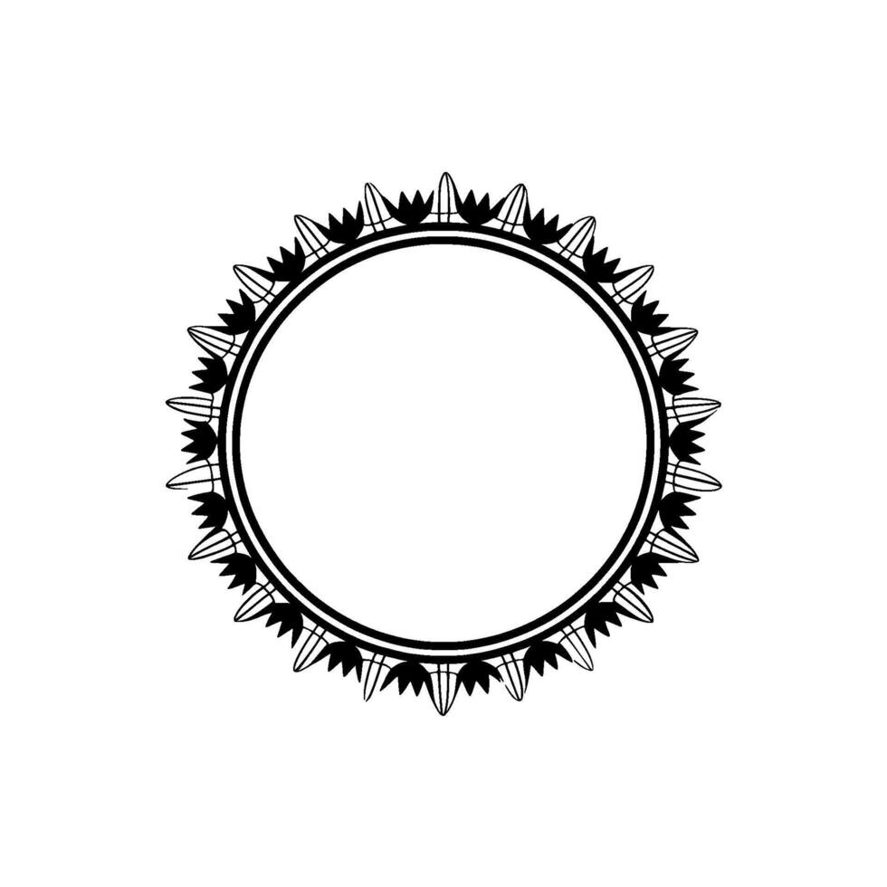 Ornamental Circular Frame, Elegant Black on White, Minimalist vector