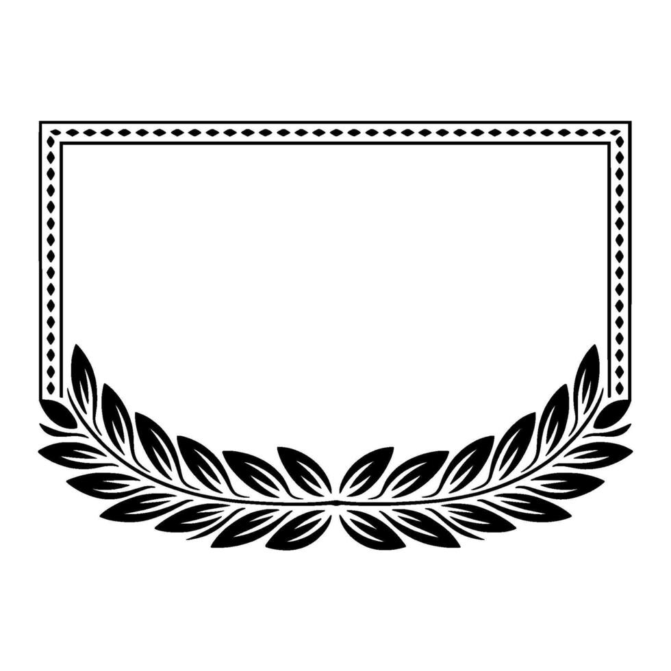 Elegant Black Frame with Laurel Wreath Decorative Border vector