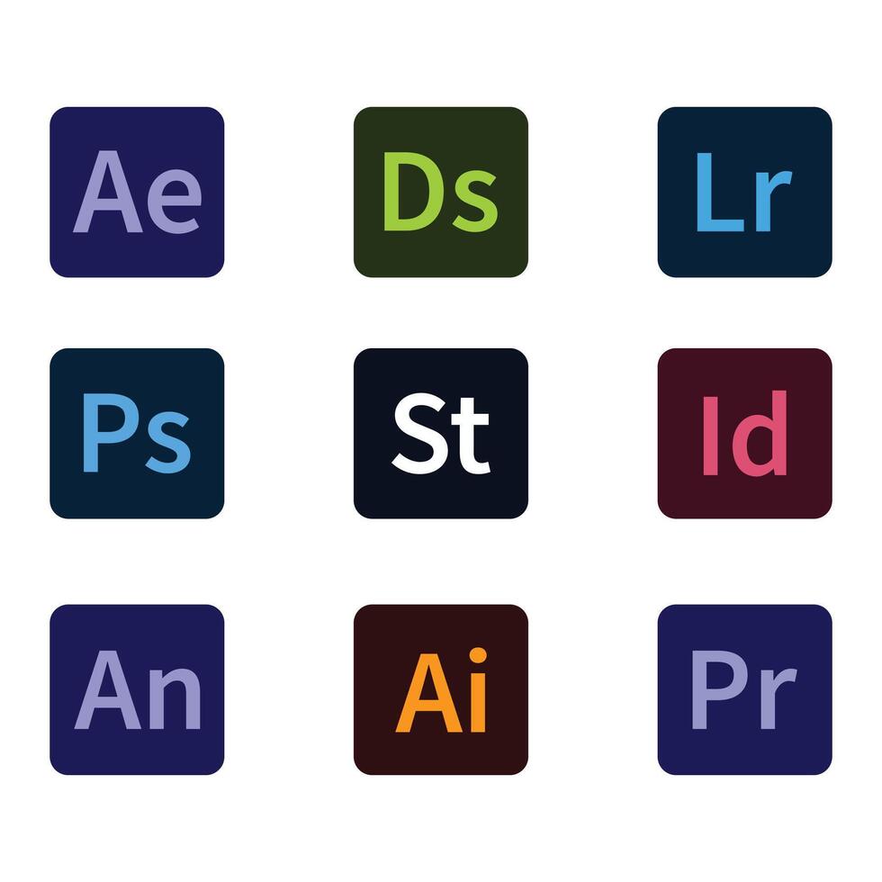 Flat Design Software Icons Logo Collection vector
