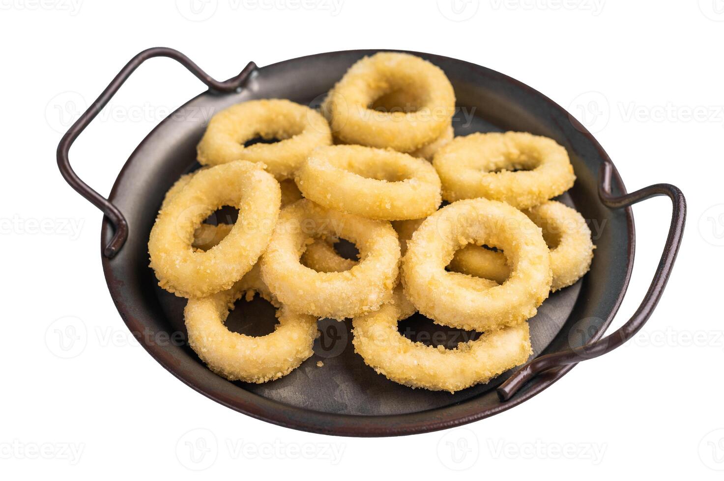 Ready for cooking Raw onion rings, uncooked vegetable isolated on white background. top view photo