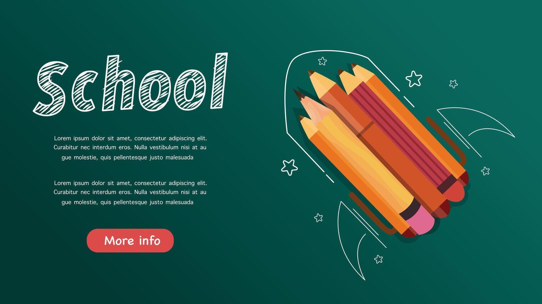 Colorful flying pencils on green board vector